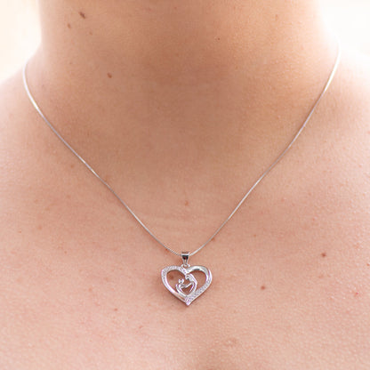 I Am So Blessed Mom Heart Silver Necklace - Mom