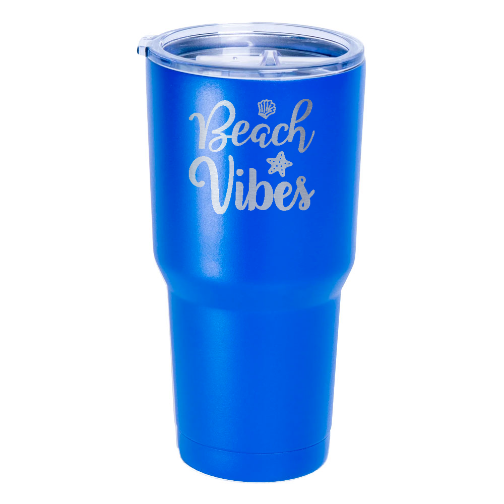Beach Vibes Laser Etched Tumbler (30 oz) Blue