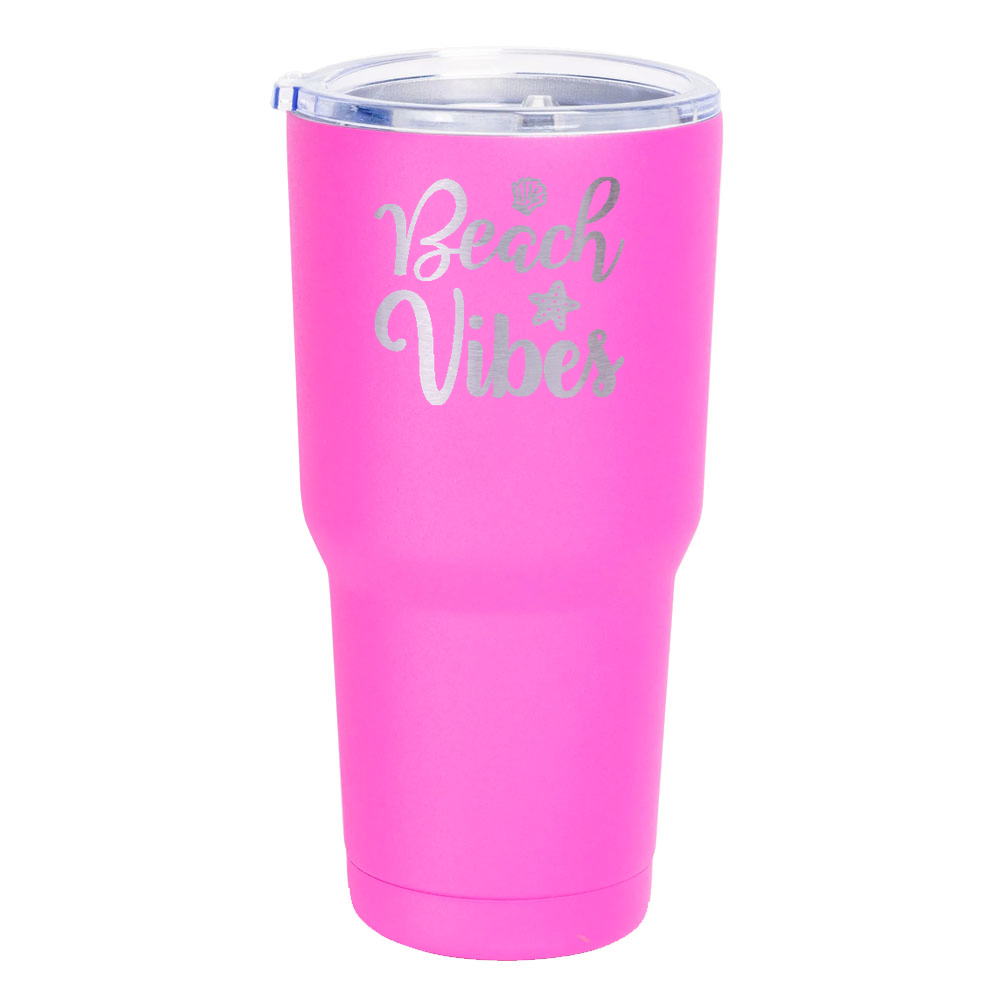 Beach Vibes Laser Etched Tumbler (30 oz) Pink