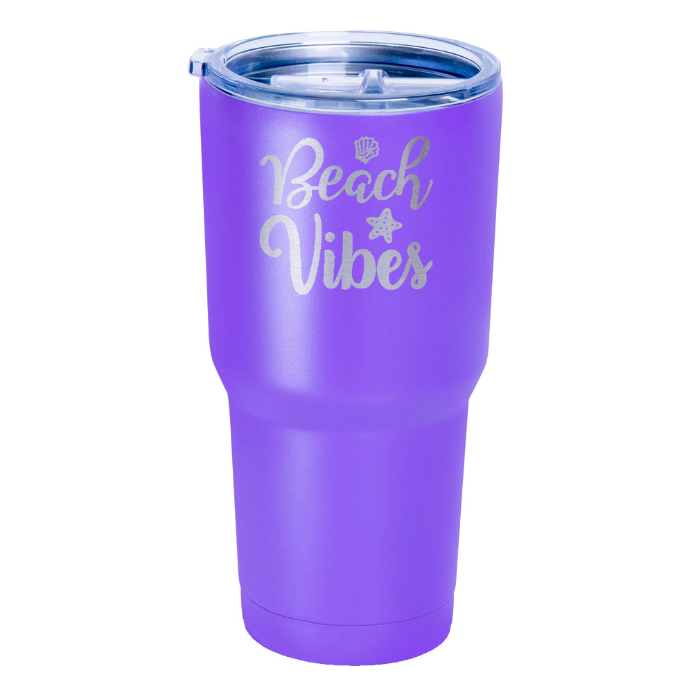 Beach Vibes Laser Etched Tumbler (30 oz) Purple