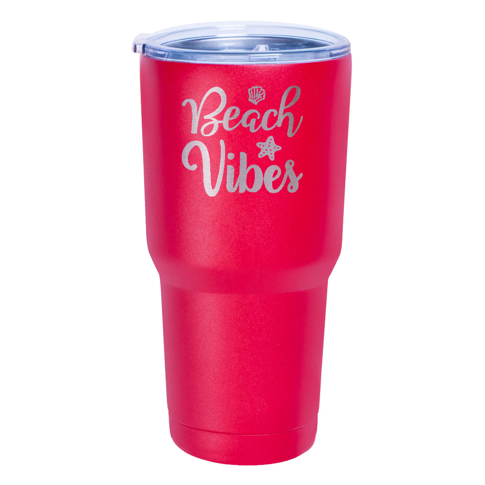 Beach Vibes Laser Etched Tumbler (30 oz) Red