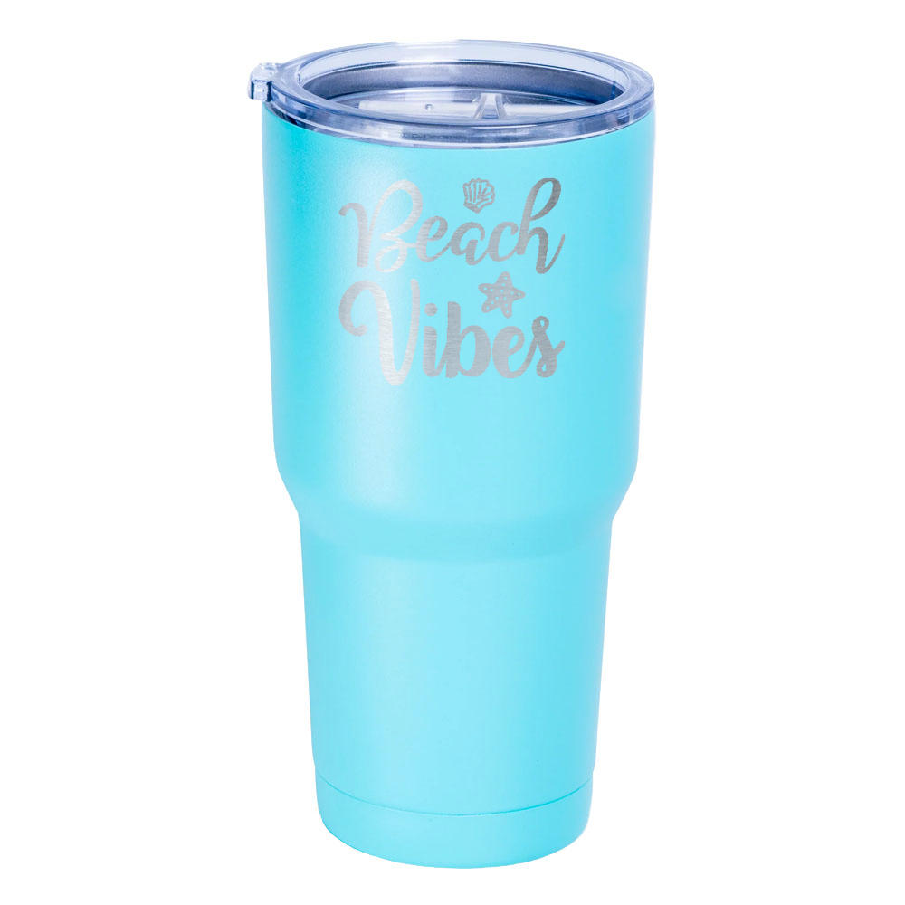 Beach Vibes Laser Etched Tumbler (30 oz) Teal