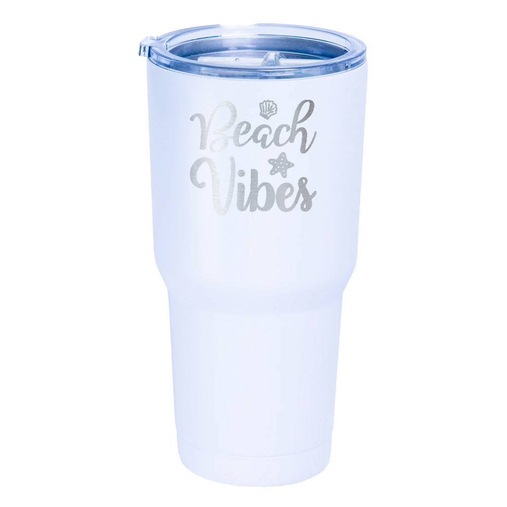 Beach Vibes Laser Etched Tumbler (30 oz) White