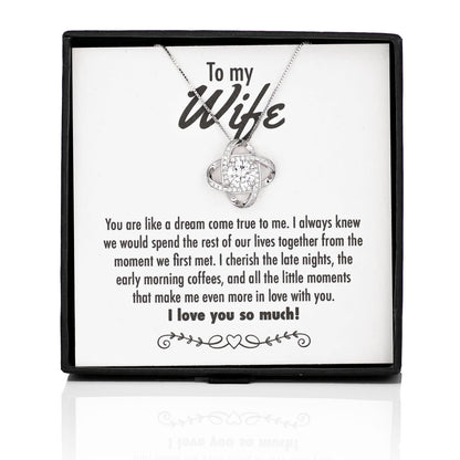 Dream Come True Crystal Knot Silver Necklace - Wife