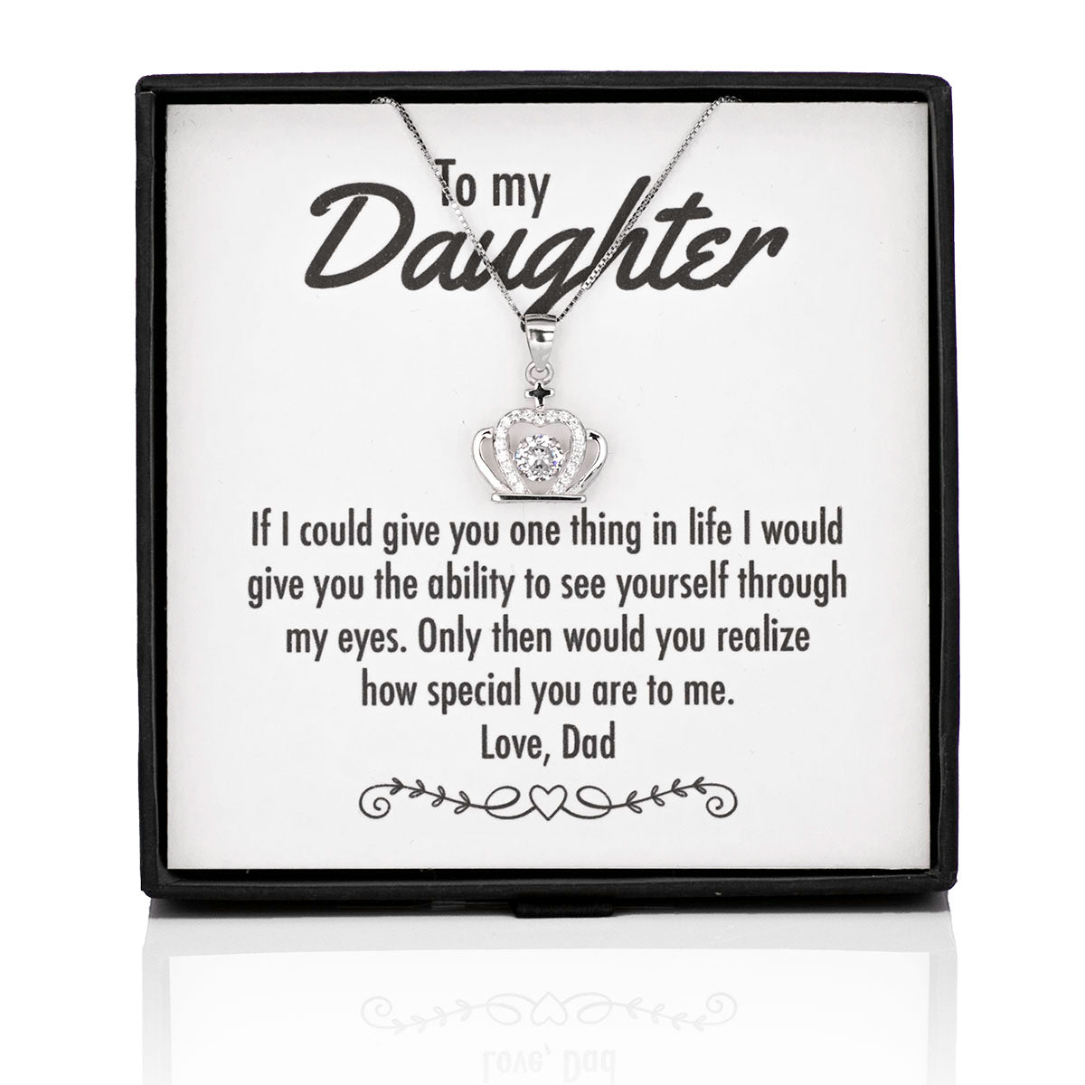 If I Could Give You One Thing Heart Crown Silver Necklace - Daughter