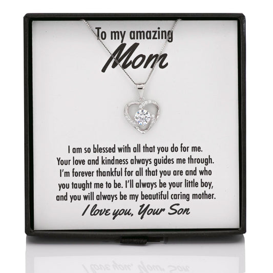 I Am So Blessed Heart Swirl Silver Necklace - Mom