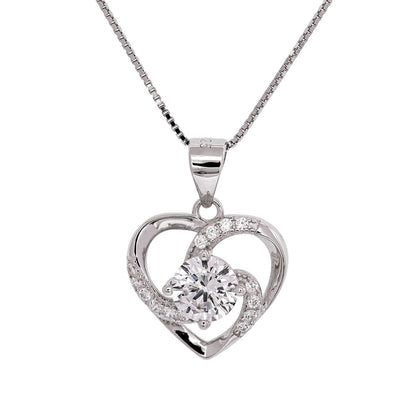 Your Last Everything Heart Swirl Silver Necklace - Fiancée