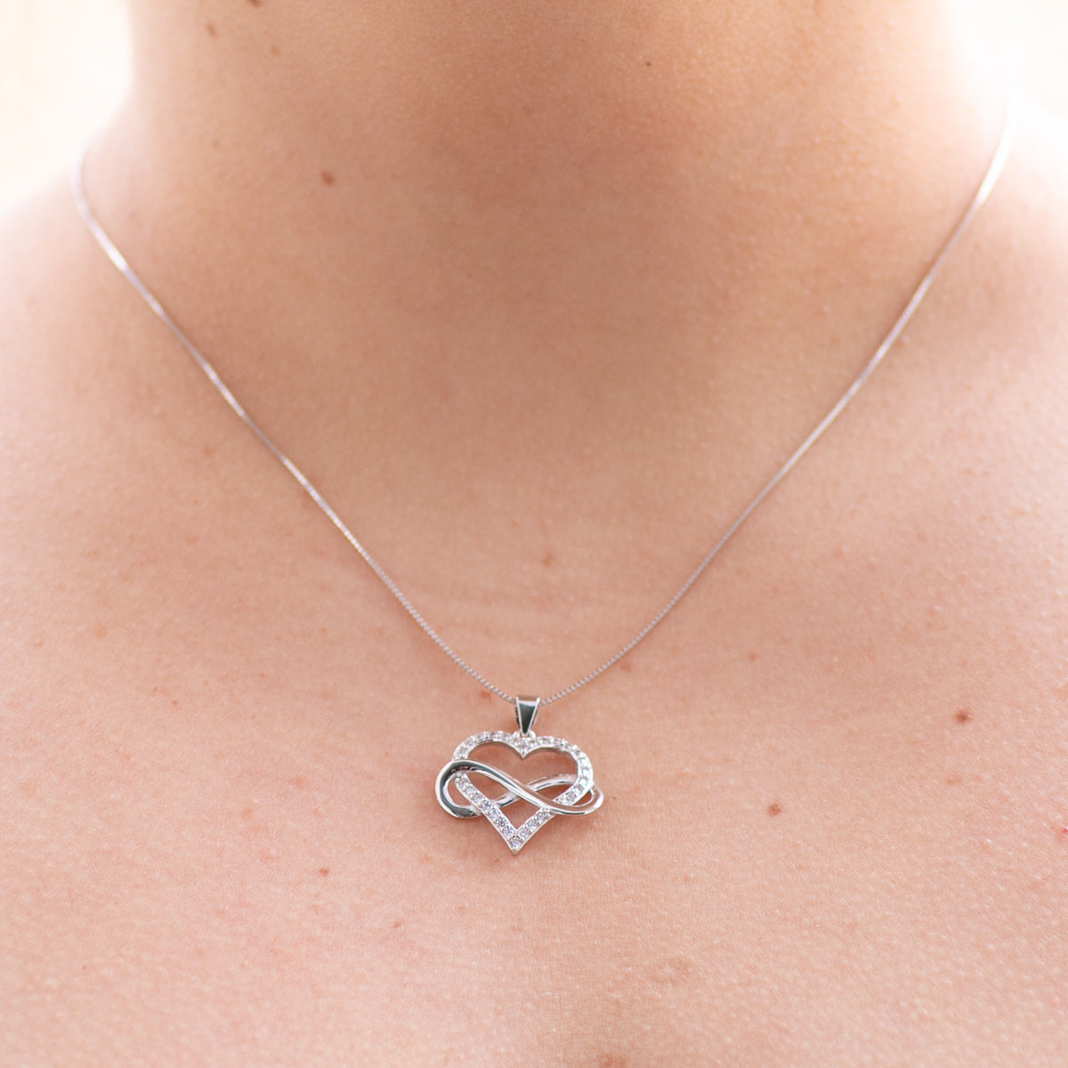 Straighten Your Crown Infinity Heart Silver Necklace - Wife
