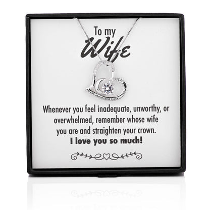 Straighten Your Crown Moon & Back Heart Silver Necklace - Wife