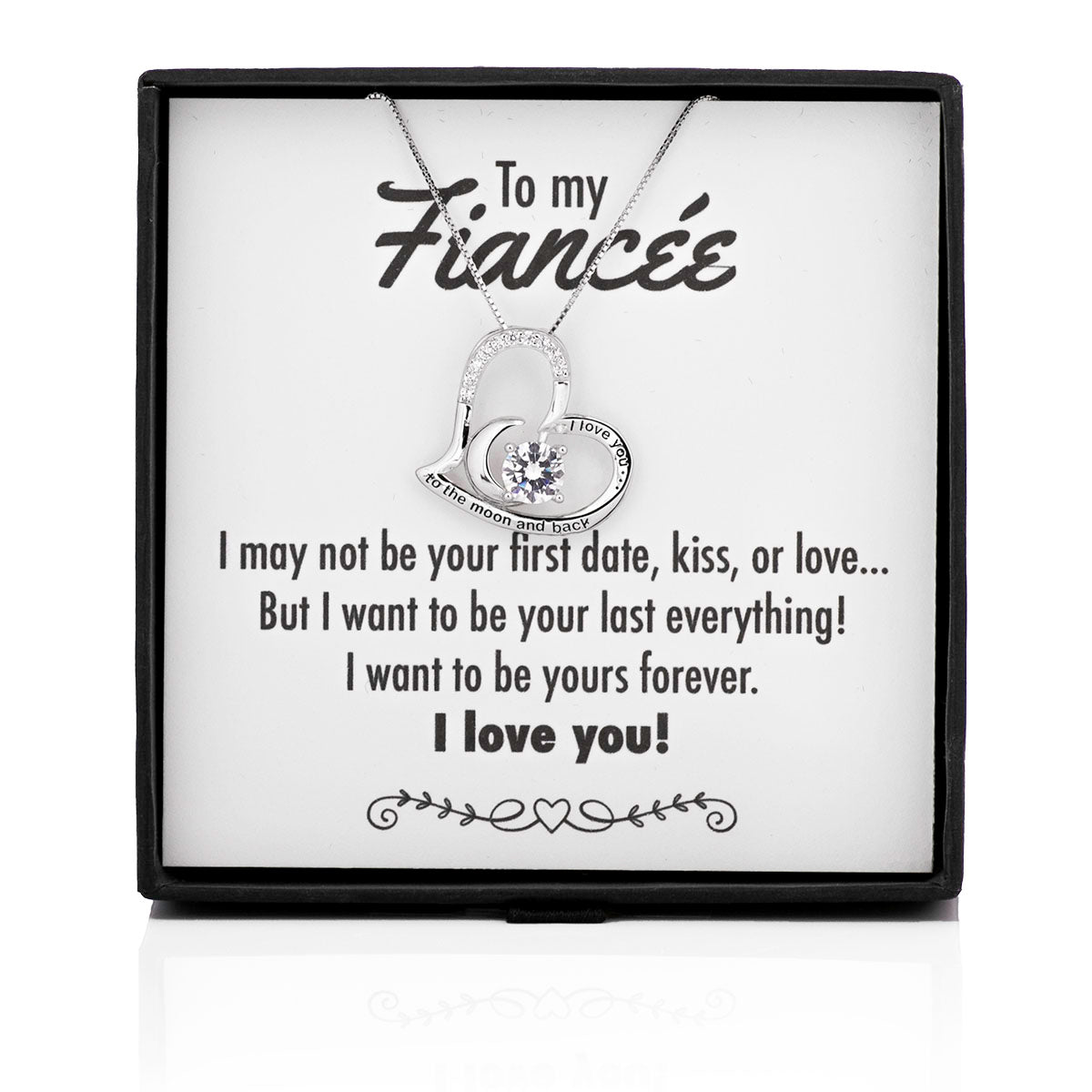 Your Last Everything Moon & Back Heart Silver Necklace - Fiancée