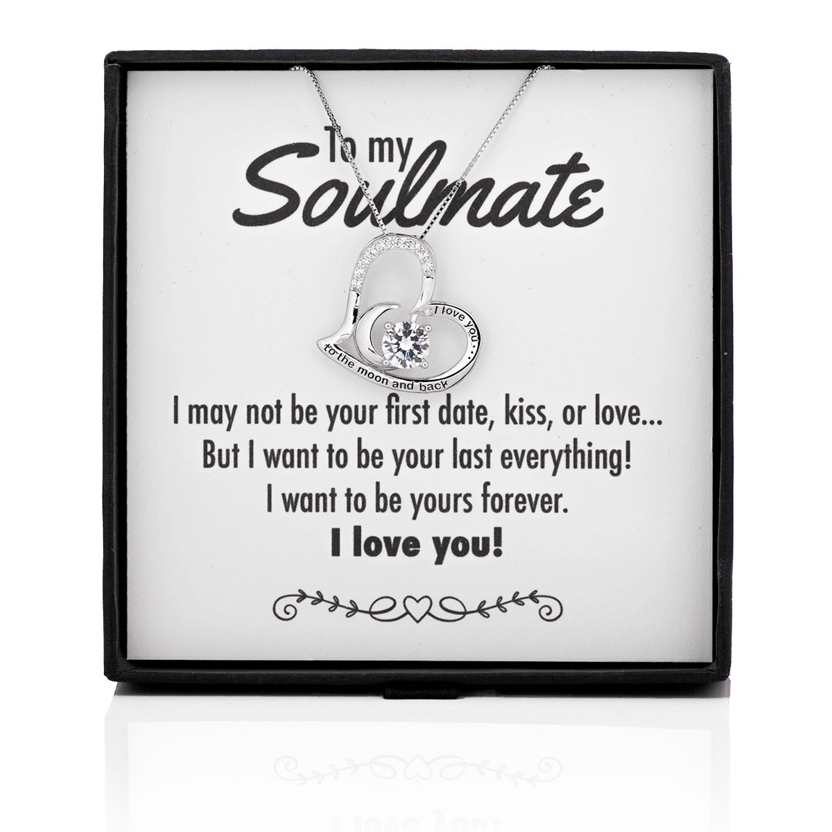 Your Last Everything Moon & Back Heart Silver Necklace - Soulmate