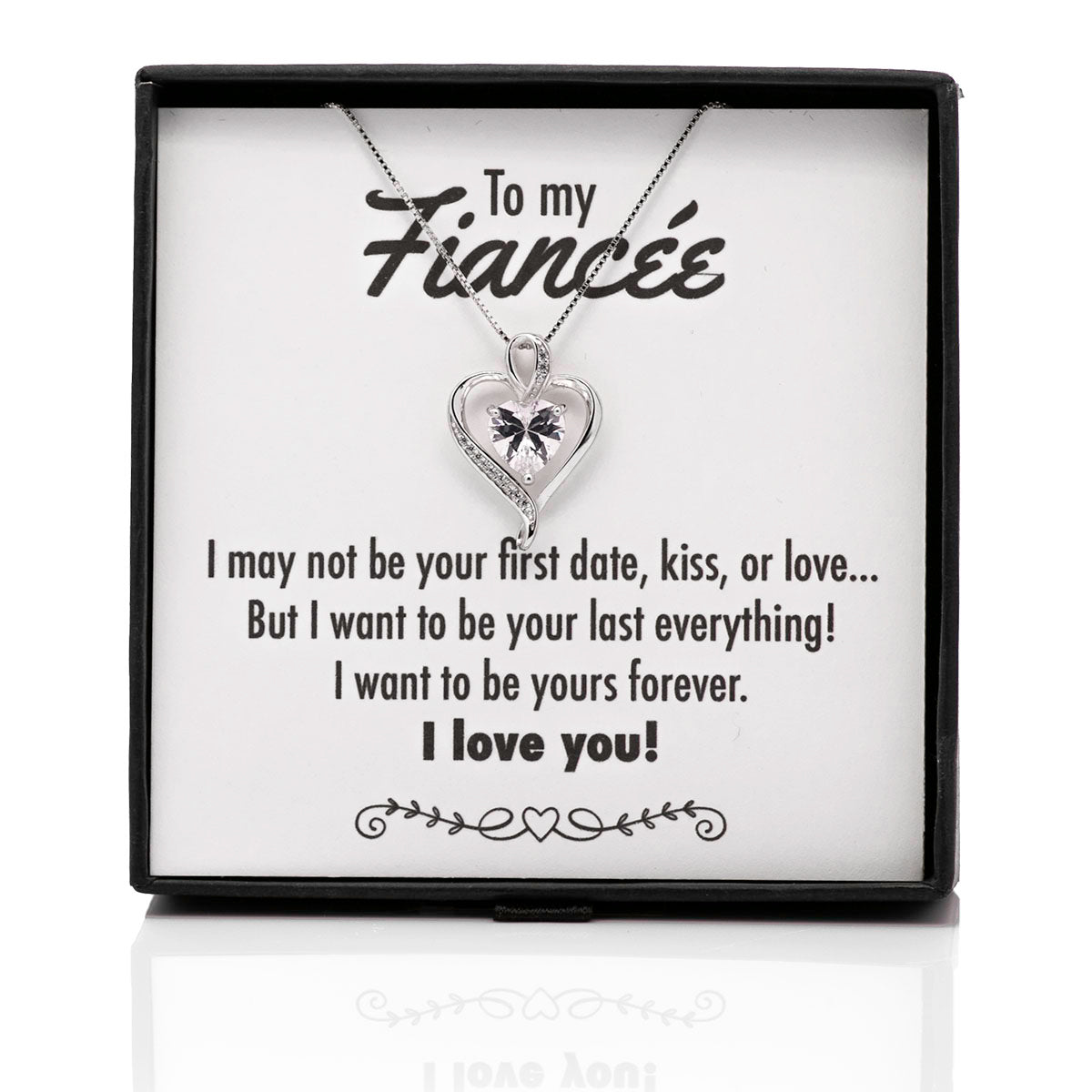 Your Last Everything Ribbon Heart Silver Necklace - Fiancée