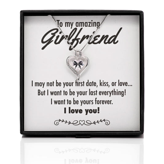 Your Last Everything Ribbon Heart Silver Necklace - Girlfriend