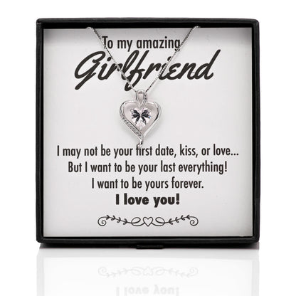 Your Last Everything Ribbon Heart Silver Necklace - Girlfriend