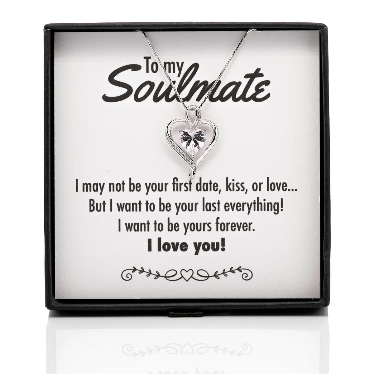Your Last Everything Ribbon Heart Silver Necklace - Soulmate