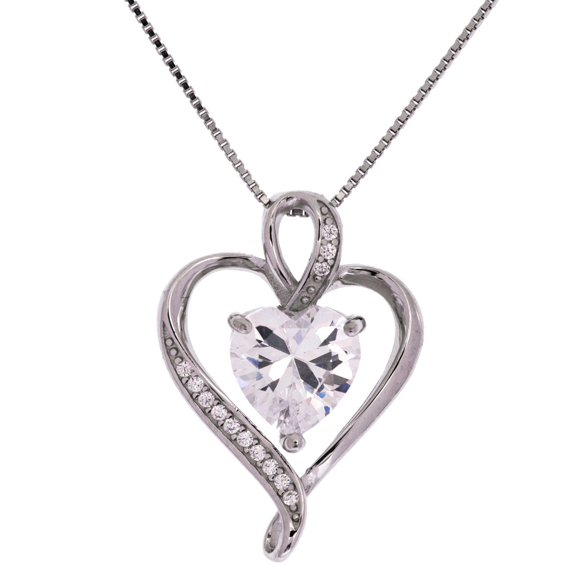 The Day I Met You Ribbon Heart Silver Necklace - Soulmate