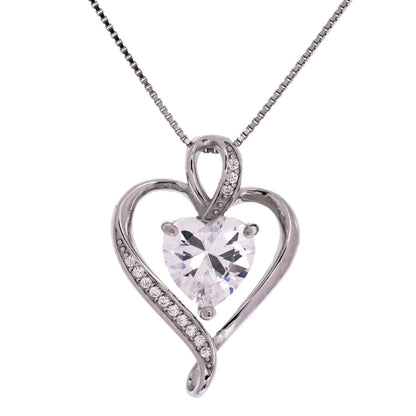 Your Last Everything Ribbon Heart Silver Necklace - Girlfriend