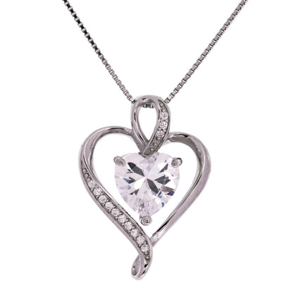 The Day I Met You Ribbon Heart Silver Necklace - Wife